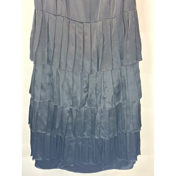 ABAETÉ Women's SILK Tiered Ruffle Hem Dress Retro Flapper - Picture 7 of 12